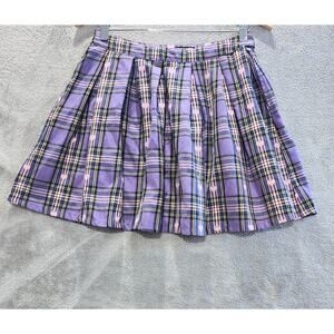Hot Topic Purple Pastel Plaid Heart Mini Skirt Size Medium Academia Y2K Festival